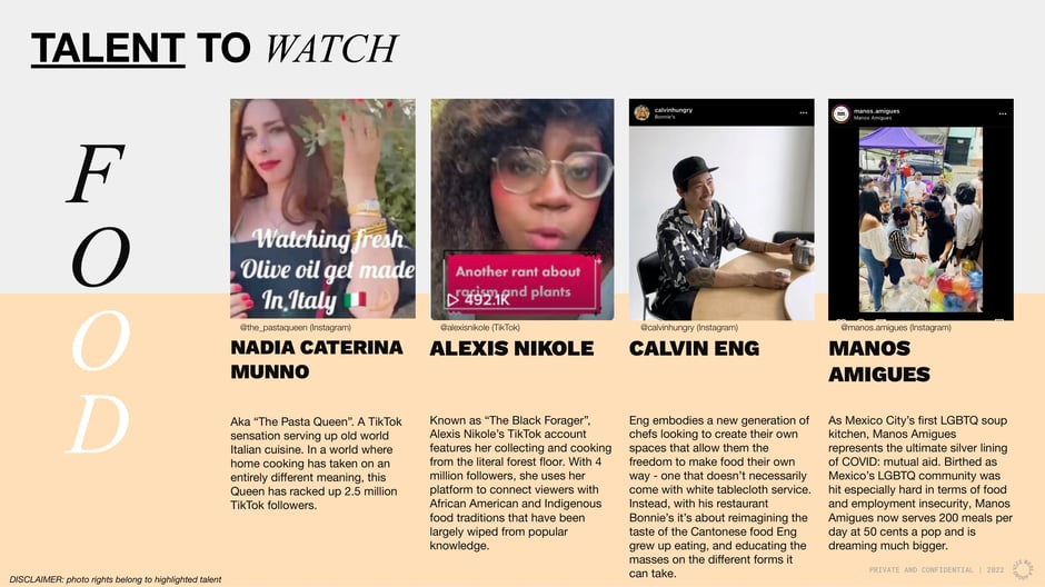 Talent to watch: food creators