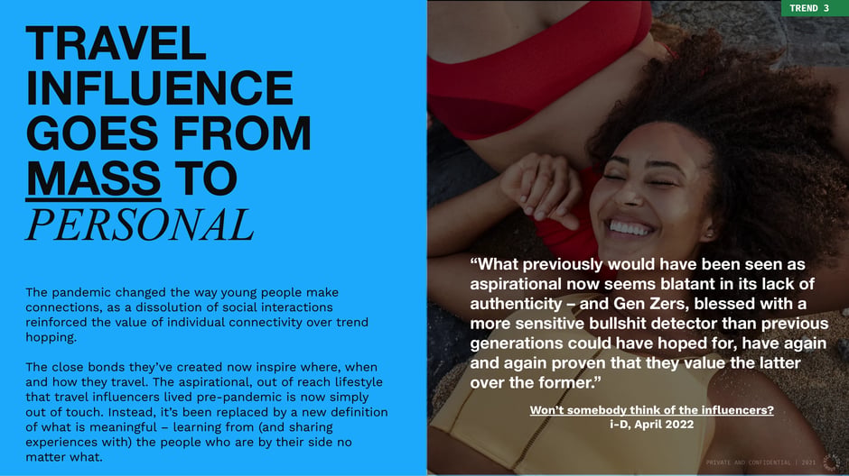 Travel influence goes from mass to personal