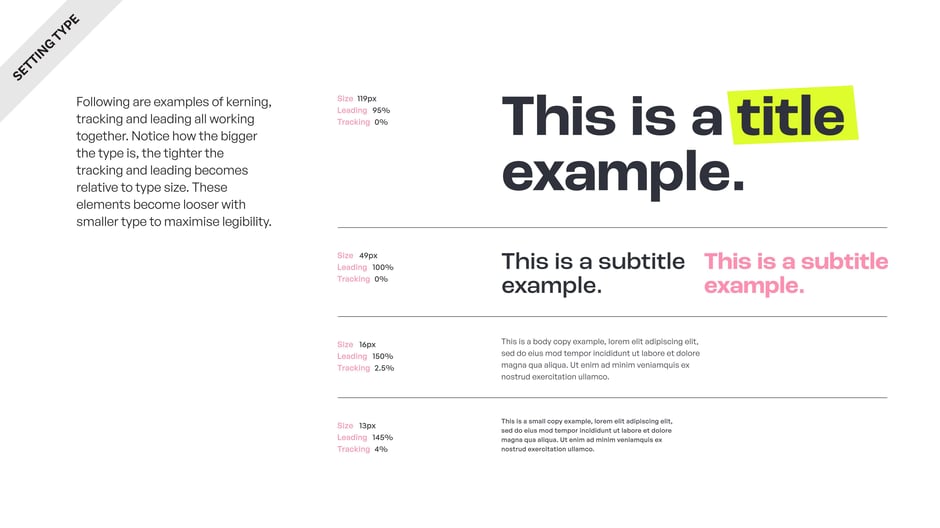 Examples of Type Setting for Legibility