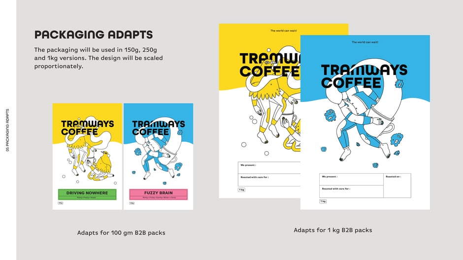 Shows how the visual system scales proportionally across pack formats