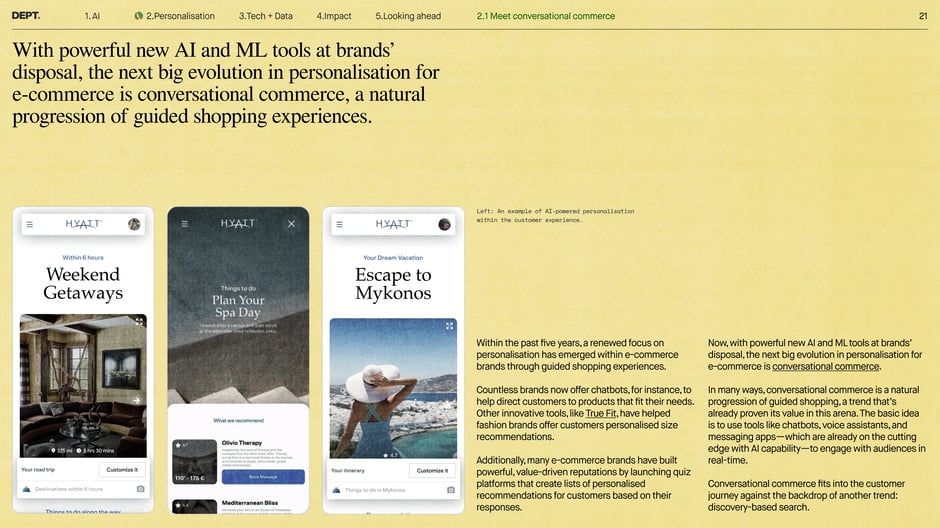 Conversational commerce: guided shopping powered by AI