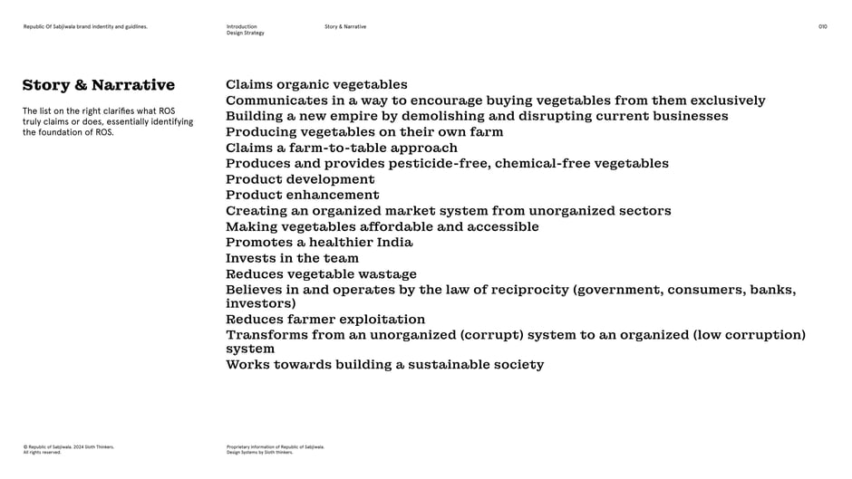 Claims and initiatives that define ROS