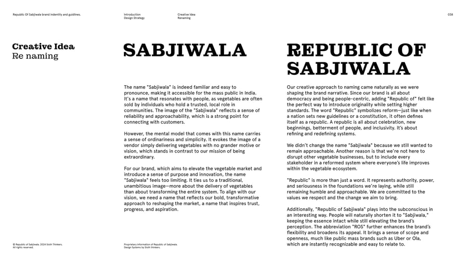 Explains naming rationale: retain the approachable 'Sabjiwala' while adding 'Republic