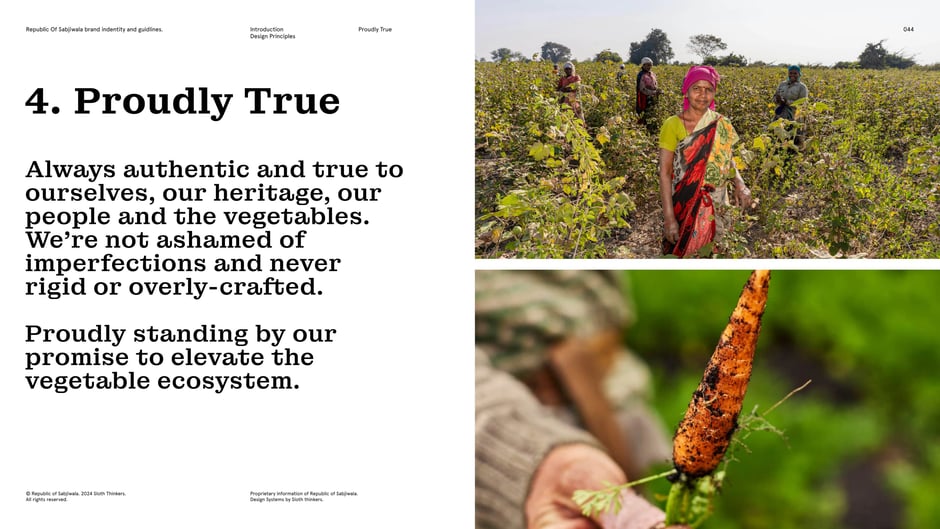 Asserts authenticity to heritage, people, and produce:embracing imperfections