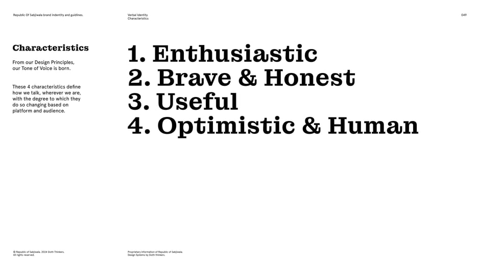 Defines four core voice attributes:Enthusiastic; Brave & Honest; Useful; Optimistic