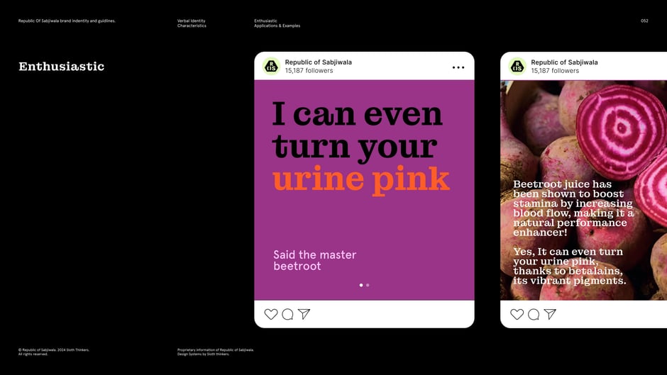 Social posts with bold, irreverent copy