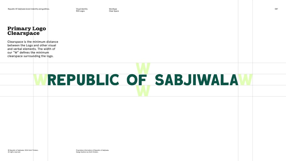 The primary logo uses the 'W' width as the clearspace