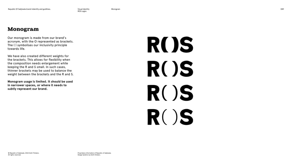 A compact monogram uses the R( )S arrangement
