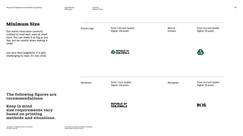 Specifies recommended minimum print and digital widths (in inches