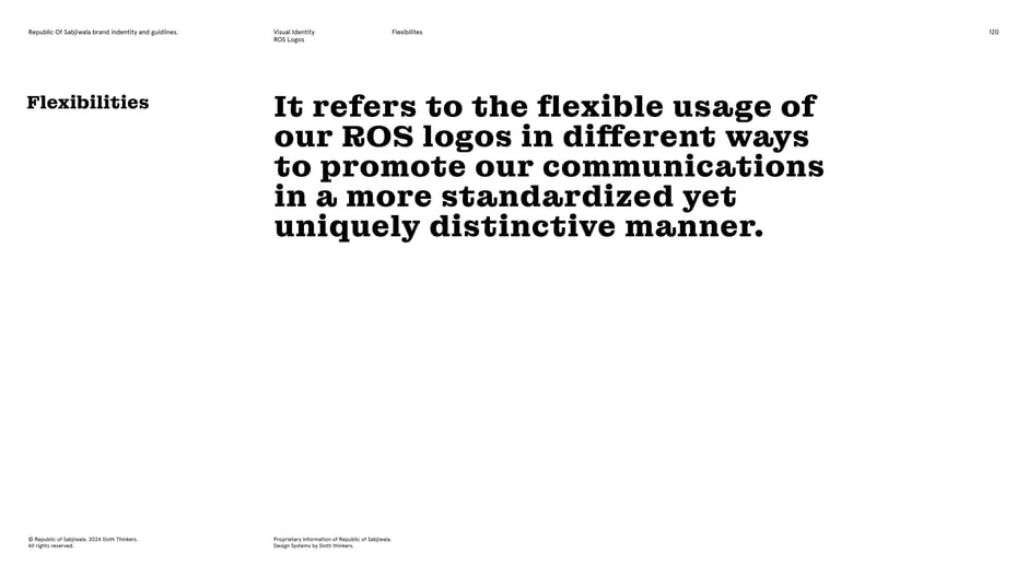 Explains permitted flexible usages of ROS logos that allow contextual