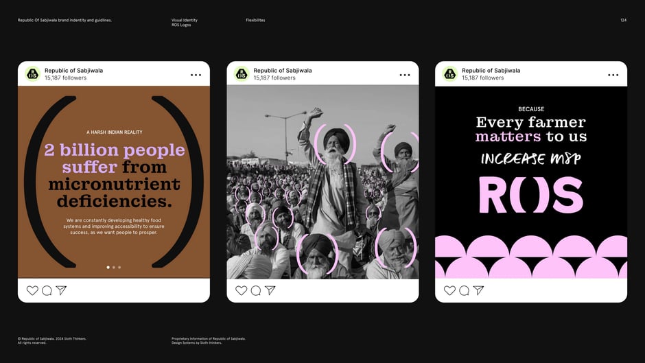 Social post mockups applying ROS motifs