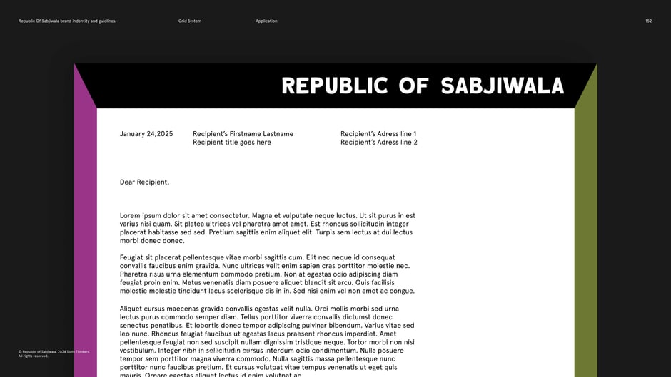 Standard letterhead template with masthead