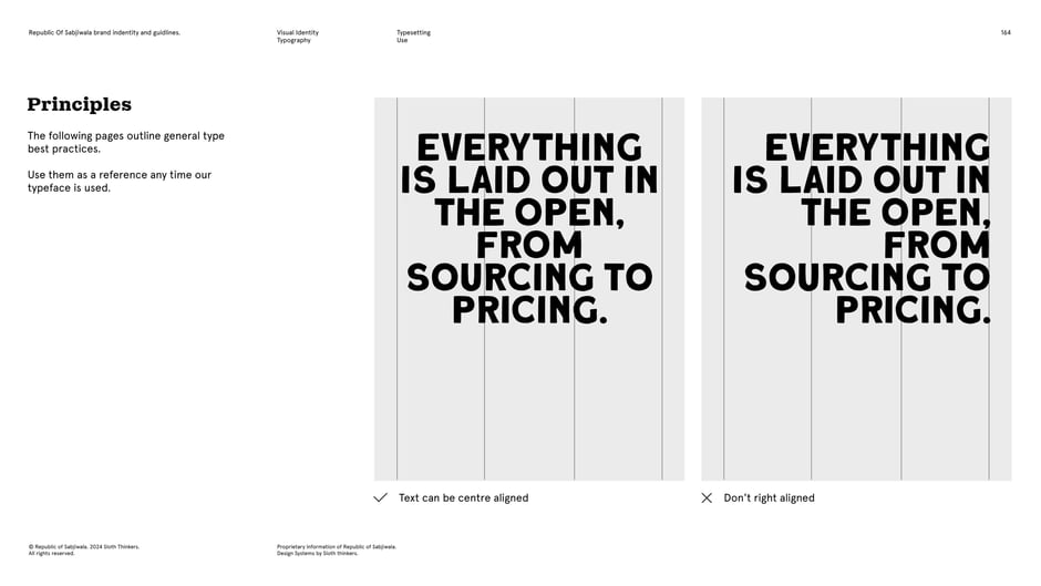 Center-aligned headlines allowed; avoid right alignment
