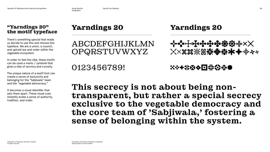 'Yarndings 20' : motif typeface and decorative marks