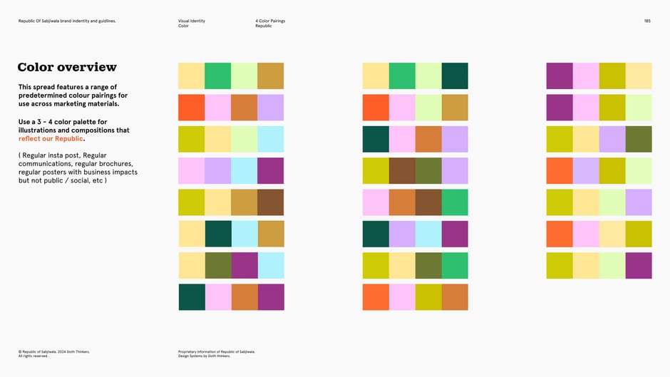 Four-color pairings for marketing materials