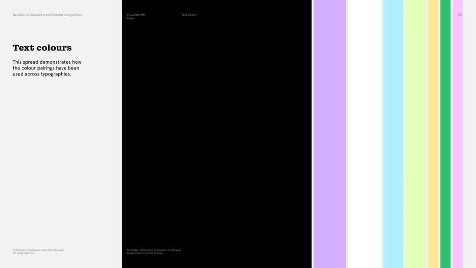 Text colours : usage across typographies