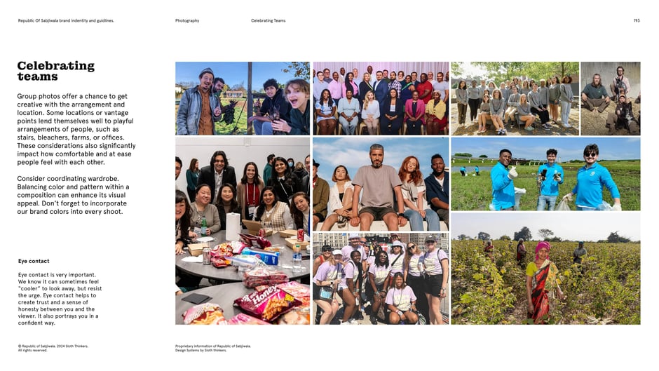 Group photography should emphasize arrangement and location to show connection