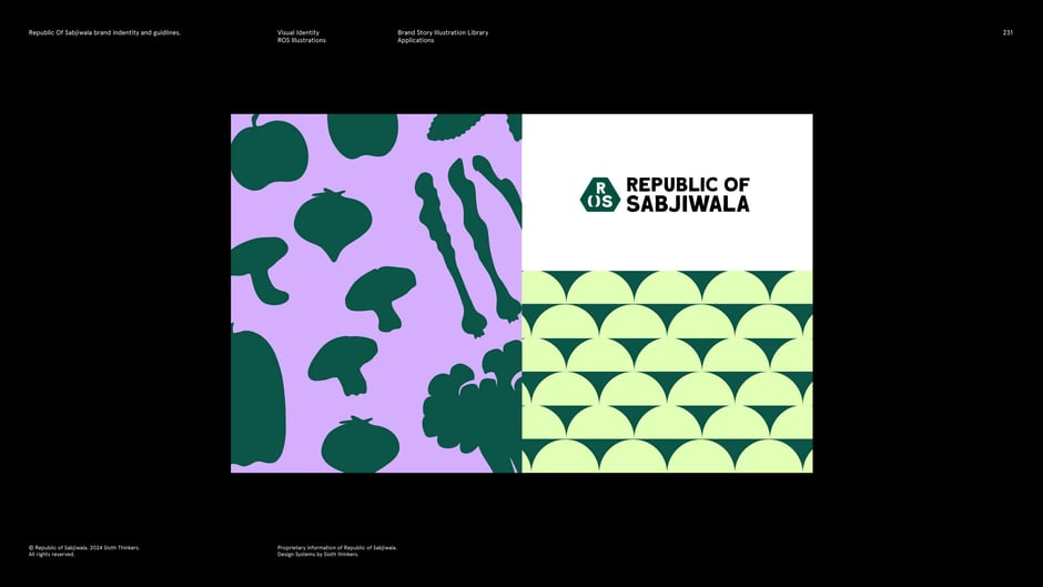 Illustration patterns paired with primary logo