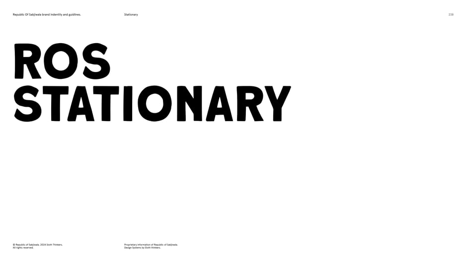 Large section header introducing the Republic of Sabjiwala stationery system