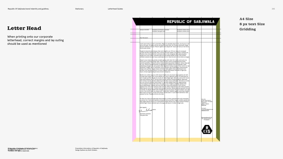 Letterhead gridding and column guides