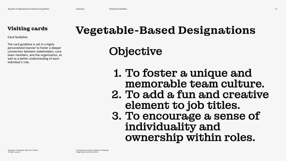 Objectives for vegetable-based designations
