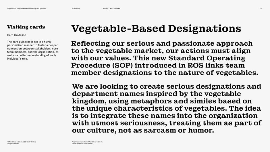 SOP for integrating vegetable-based designations