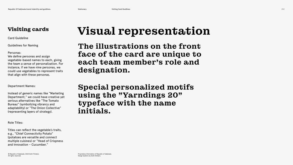 Visual representation for visiting cards