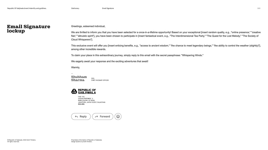 Email template example with signature block