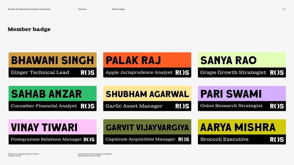 Color-coded rectangular member badges with roles
