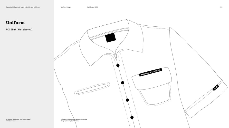 Half-sleeve shirt : label and badge placements