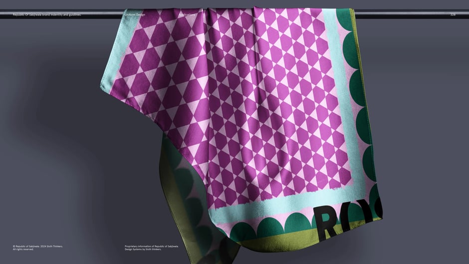 Purple colorway scarf with repeat motif