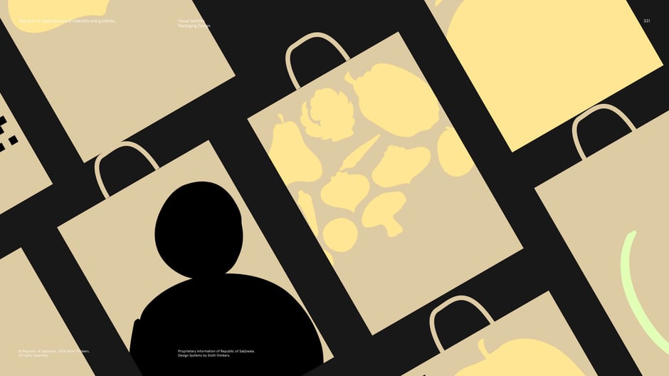 Produce bag mockups with icons and silhouettes