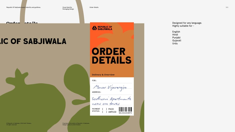 Order details designed for any language