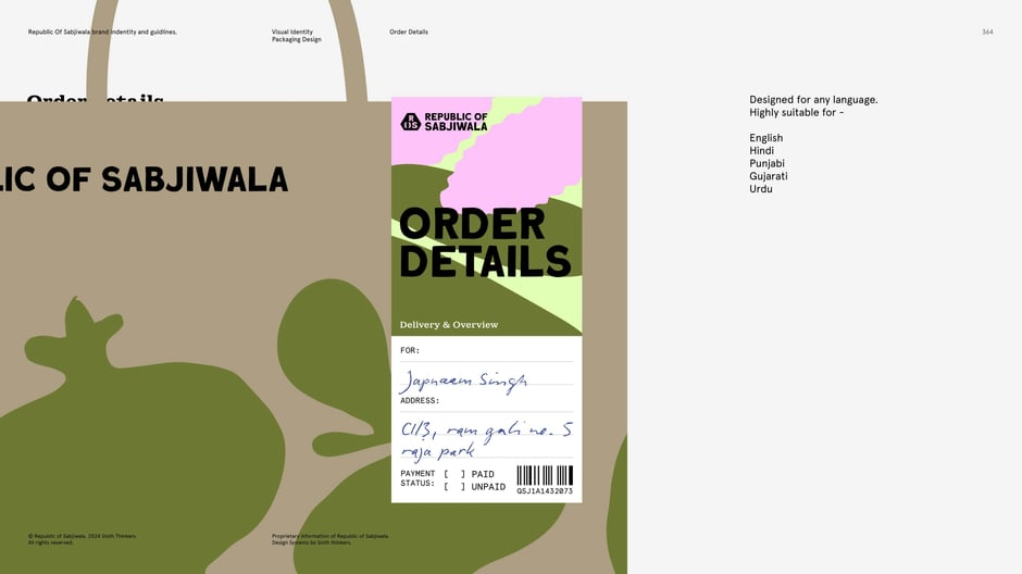 Order label with handwritten address