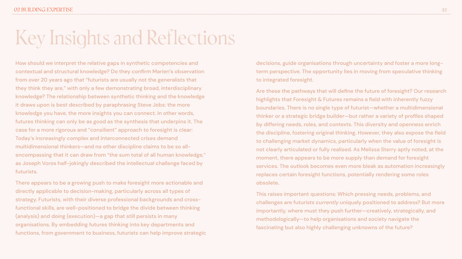 Key insights and reflections on foresight practice