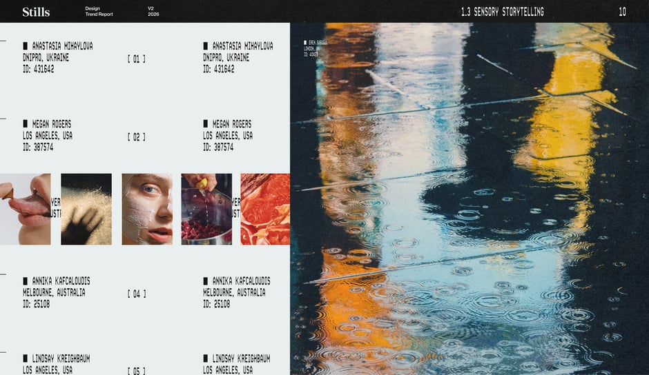 Sensory image catalogue with photographer credits