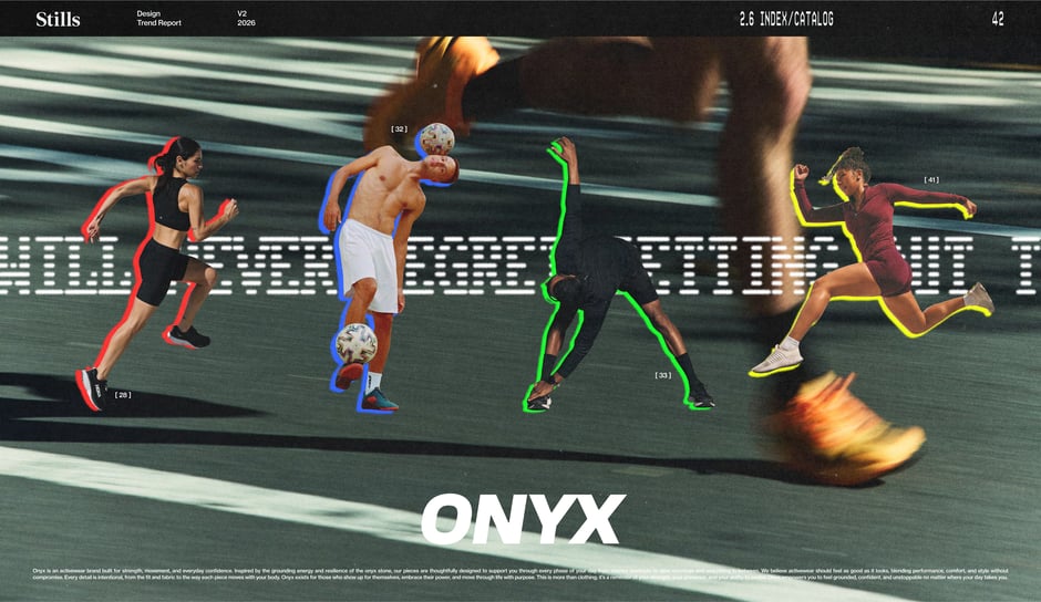 Cutout athletes with colored outlines for energetic catalog imagery