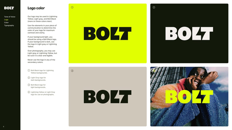 Logo color variants for light, dark, and photographic contexts