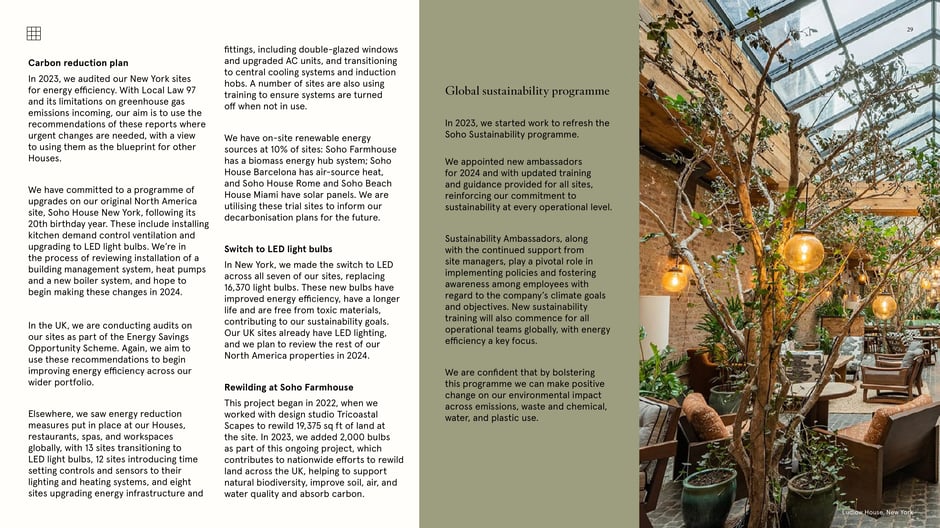 Carbon reduction plan and global sustainability programme