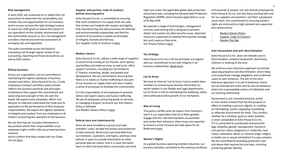 Risk management, ethics and policies