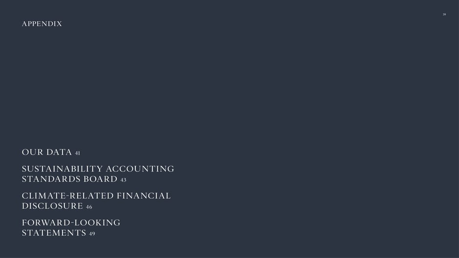 Appendix: data, SASB, TCFD and forward-looking statements