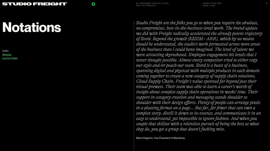Notations: client testimonial
