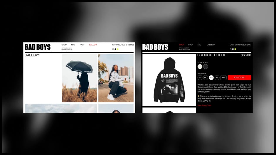 E‑commerce gallery and product page mockups