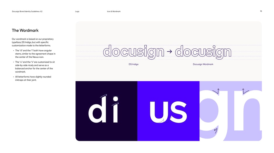 The wordmark is based on the proprietary DS Indigo typeface