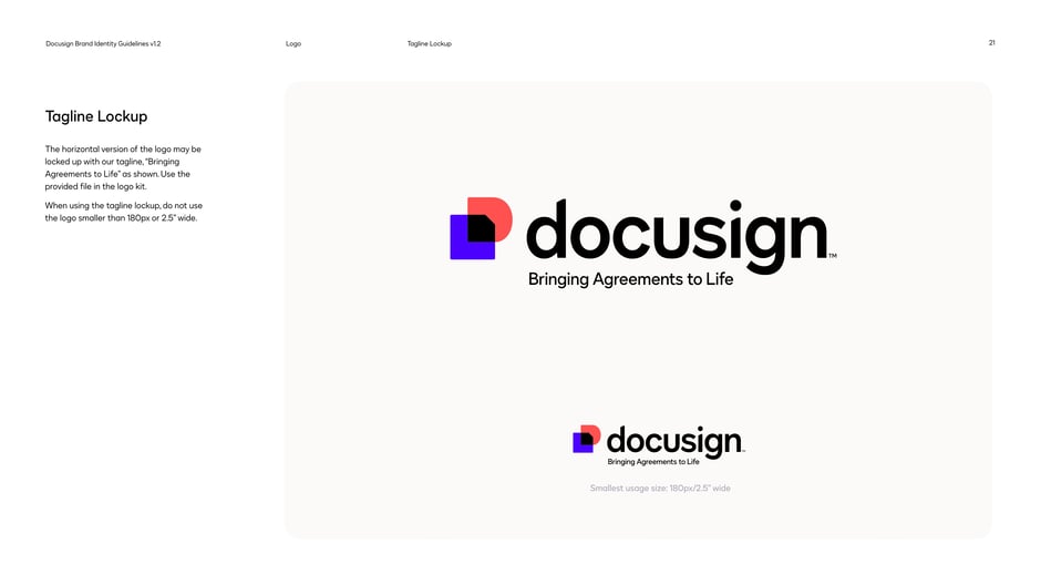 Horizontal DocuSign logo may be locked with the tagline 'Bringing