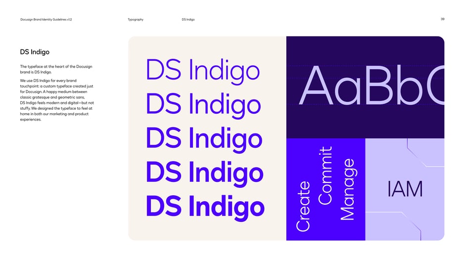 Introduces DS Indigo, DocuSign’s custom typeface for marketing and product