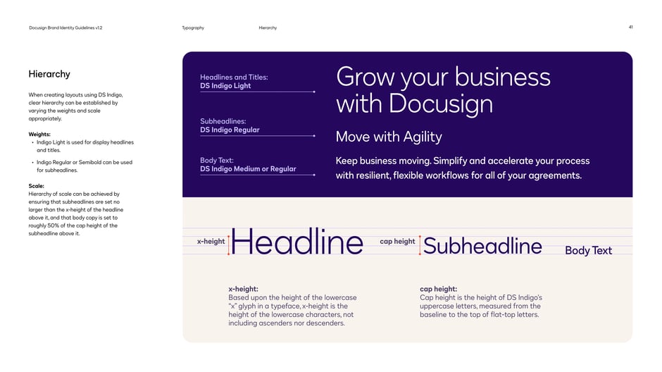 Defines hierarchy for DS Indigo:use Indigo Light for display headlines