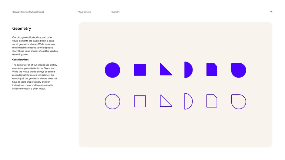 Establishes basic geometric shapes (rounded circle, square, triangle, half‑circle, document)