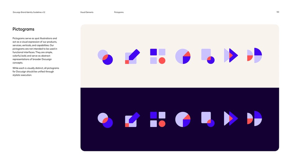 Describes pictograms as simple, spot illustrations (not for UI controls)