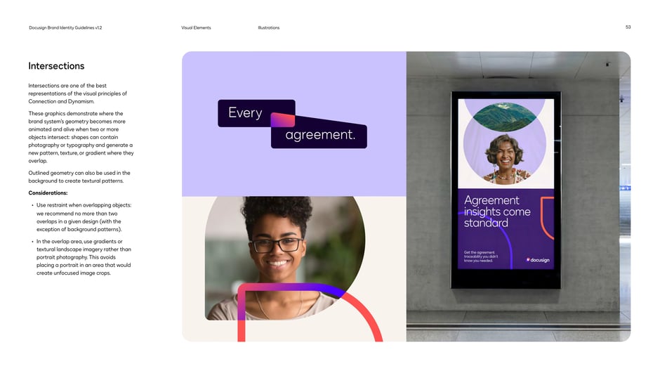 Use overlapping geometry to express Connection and Dynamism:combine shapes